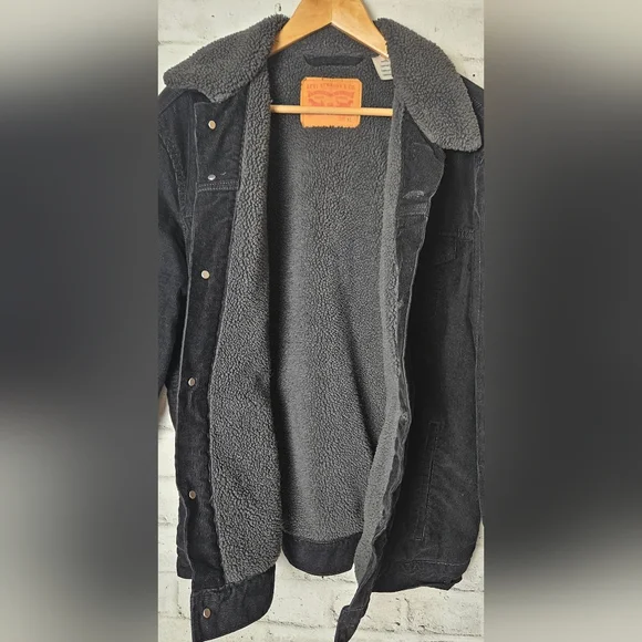 Levi's Mens Black Sherpa Trucker Jacket - Picture 5 of 8